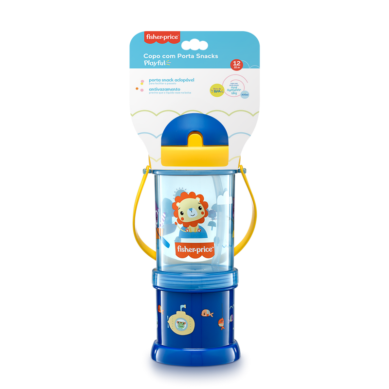 COPO COM PORTA SNACK PLAYFUL AZUL SUMMER SKY - FISHER PRICE