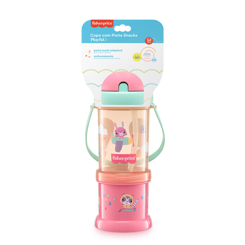 COPO COM PORTA SNACK PLAYFUL ROSA SUNSET - FISHER PRICE