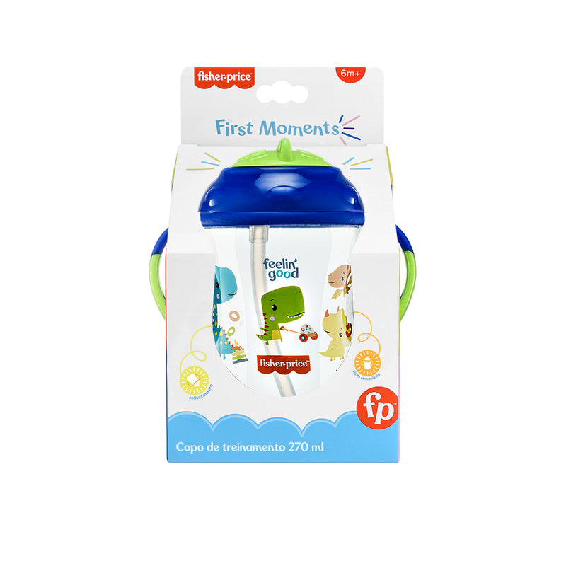 COPO DE TREINAMENTO COM CANUDO FIRST MOMENTS - AZUL BLUEBERRY SMOOTHIE - FISHER PRICE