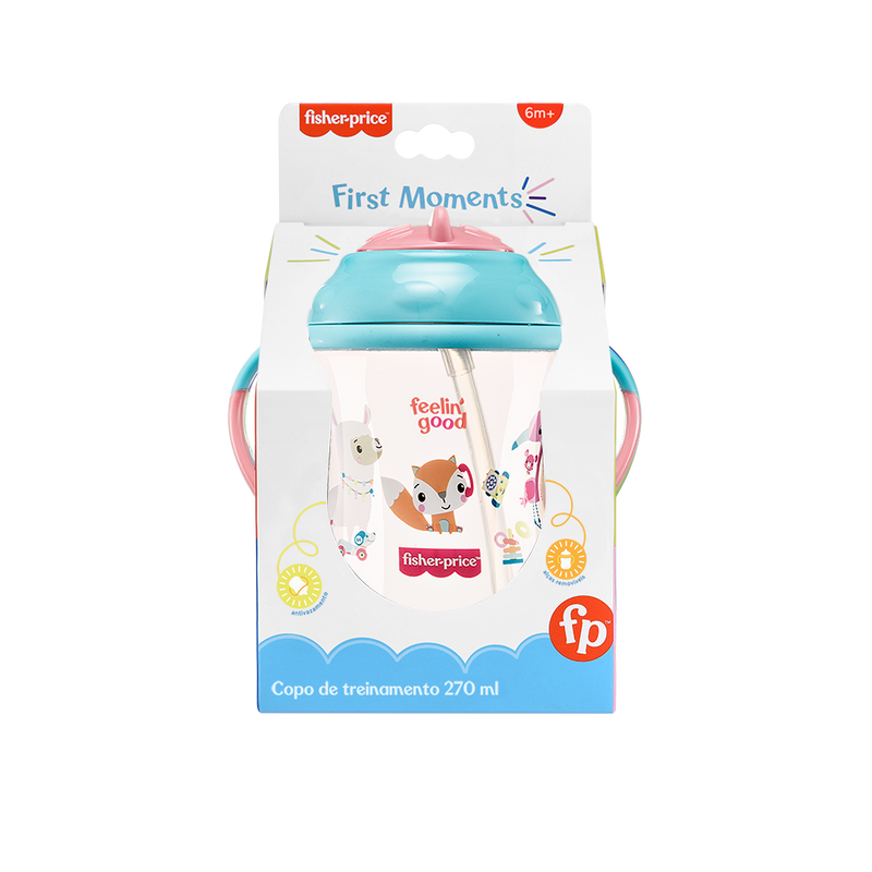 COPO DE TREINAMENTO COM CANUDO FIRST MOMENTS - ROSA PINK LEMONADE - FISHER PRICE