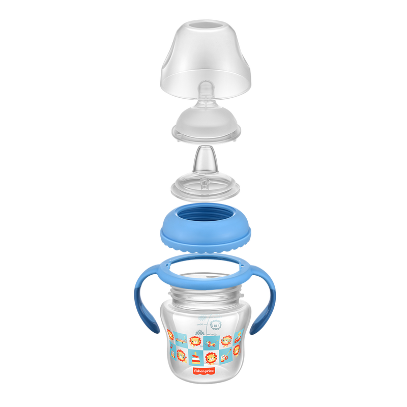 COPO DE TRANSIÇÃO FIRST MOMENTS + BICO EXTRA + ALÇA REMOVÍVEL - 150 ML - AZUL LOLLYPOP - FISHER PRICE