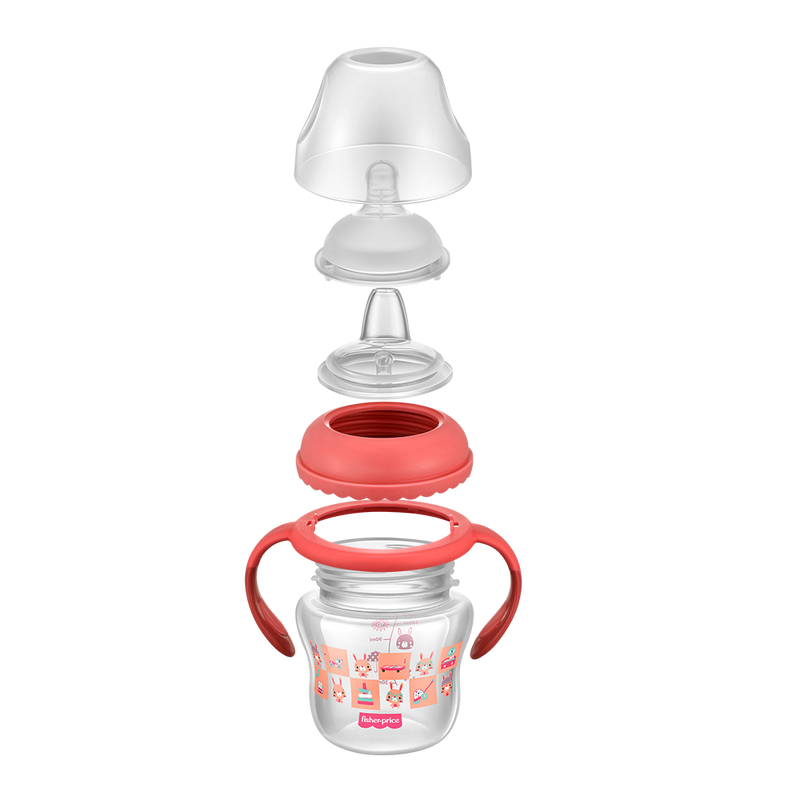 COPO DE TRANSIÇÃO FIRST MOMENTS + BICO EXTRA + ALÇA REMOVÍVEL - 150 ML - ROSA BUBBLEGUM - FISHER PRICE